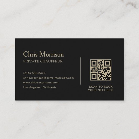 Carte De Visite VIP Transportation QR Code Black & Gold (Dos)