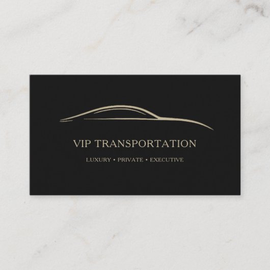 Carte De Visite VIP Transportation QR Code Black & Gold (Devant)