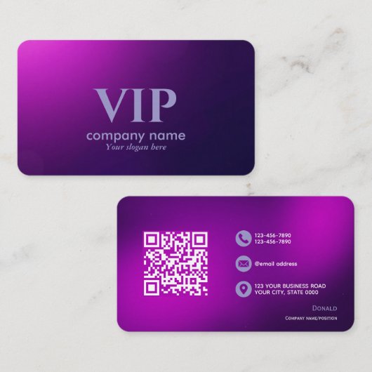 Carte De Visite VIP violet profond - Entièrement personnalisable e (Devant / Derrière)