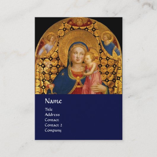 Carte De Visite VIRGIN AVEC ENFANT ET SAINTS Blue Gold Pearl (Devant)