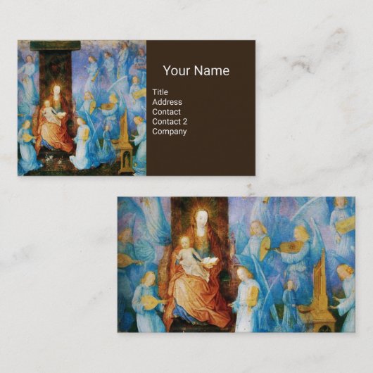 Carte De Visite VIRGIN ET ENFANT BLUE MUSIQUE ANGELS Brown (Devant / Derrière)
