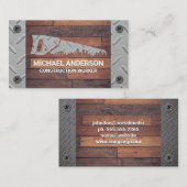 Carte De Visite Vis à main | Bois métallique | Construction (Devant / Derrière)
