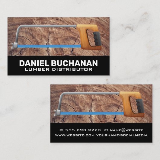 Carte De Visite Vis à main | Grain de bois (Devant / Derrière)
