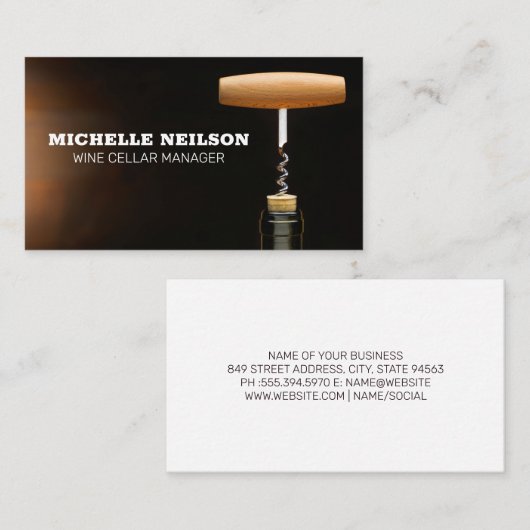 Carte De Visite Vis-bouchon en bouteille à vin (Devant / Derrière)