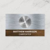Carte De Visite Vis circulaire | Arrière - plan de métal et de boi (Devant)