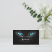 Carte De Visite Visage de chat noir avec des yeux de turquoise (Debout devant)