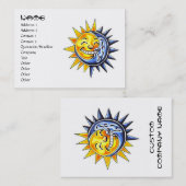 Carte De Visite Visage de lune heureux du soleil de bande dessinée (Devant / Derrière)