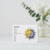 Carte De Visite Visage de lune heureux du soleil de bande dessinée (Debout devant)