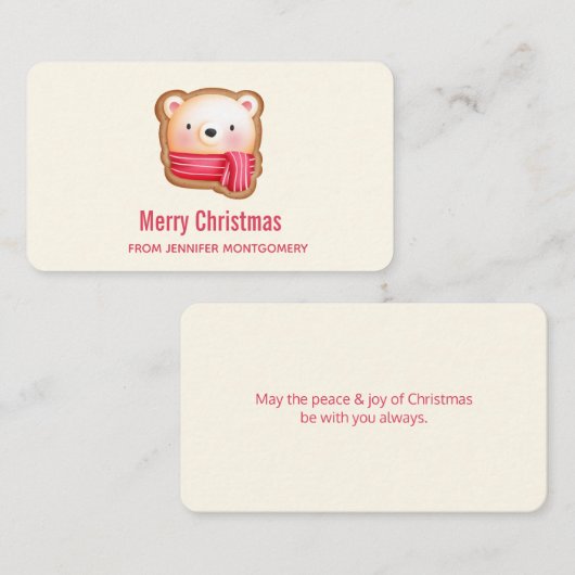 Carte De Visite Visage d'ours mignon dans une Écharpe rouge voeux (Devant / Derrière)