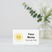 Carte De Visite Visage Heureux Soleil Jaune (Debout devant)