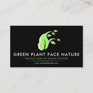 Carte De Visite Visage végétal nature vegan noir