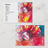 CARTE DE VISITE VISAGES DE MASQUÉRADE VÉNÉTIENNE - MASQUE EN ROUGE (Devant / Derrière)