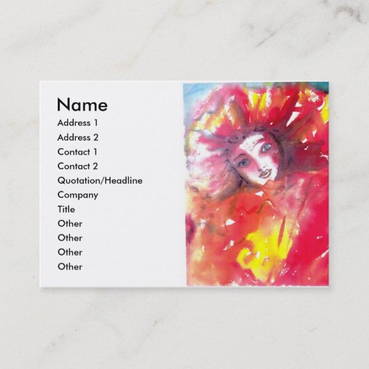 CARTE DE VISITE VISAGES DE MASQUÉRADE VÉNÉTIENNE - MASQUE EN ROUGE (Devant)