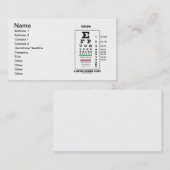 Carte De Visite Vision une vue interminable (diagramme de Snellen) (Devant / Derrière)