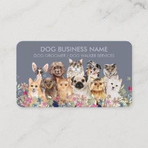 Carte De Visite Visite à domicile de chat et chien dessinés à la m