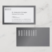 Carte De Visite Visitenkarte Silber für Notar (Devant / Derrière)
