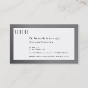 Carte De Visite Visitenkarte Silber für Notar