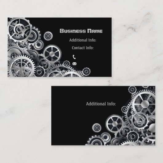 Carte De Visite Vitesses argentées de Steampunk (Devant / Derrière)