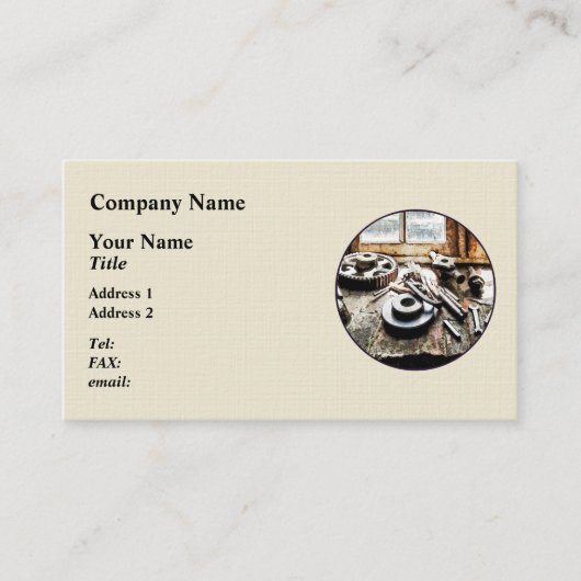 Carte De Visite Vitesses et clés dans l'atelier de construction (Devant)