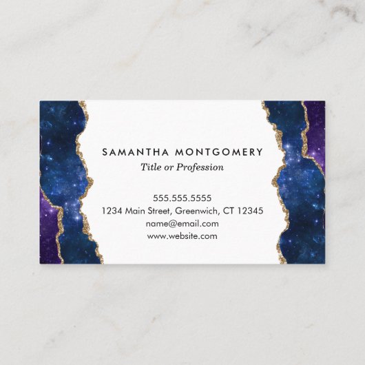 Carte De Visite Vitres d'or bleu violet personnalisé Agate Profess (Dos)