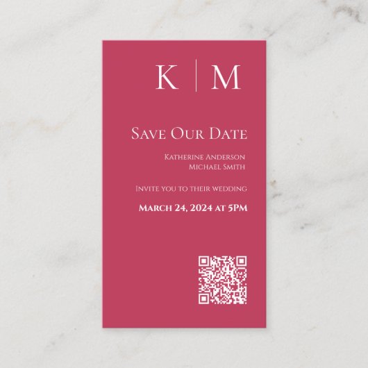 Carte De Visite Viva Magenta-Modern-Save the Date-QR code- (Devant)