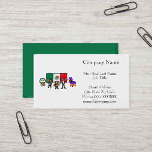 Carte De Visite Viva Mexico Luchador Mariachi Piñata Caricature