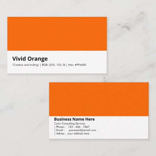 Carte De Visite Vivid Orange | "Créatif et Invitant" (Devant / Derrière)