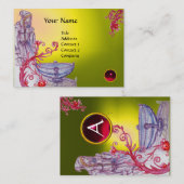 Carte De Visite VIVIEN MONOGRAM jaune jaune blanc rouge bordeaux (Devant / Derrière)