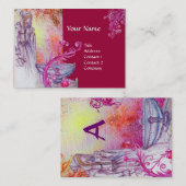 Carte De Visite VIVIEN MONOGRAM rouge violet rose blanc (Devant / Derrière)