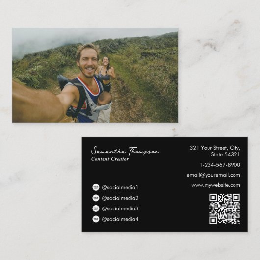 Carte De Visite Vlogger Influencer de la famille Photo complète (Devant / Derrière)