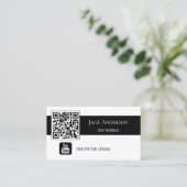 Carte de visite Vlogueur noir et blanc Code QR (Debout devant)