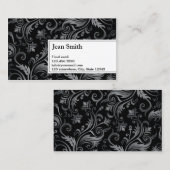 Carte de visite vocal de car d'ornement noir chic (Devant / Derrière)