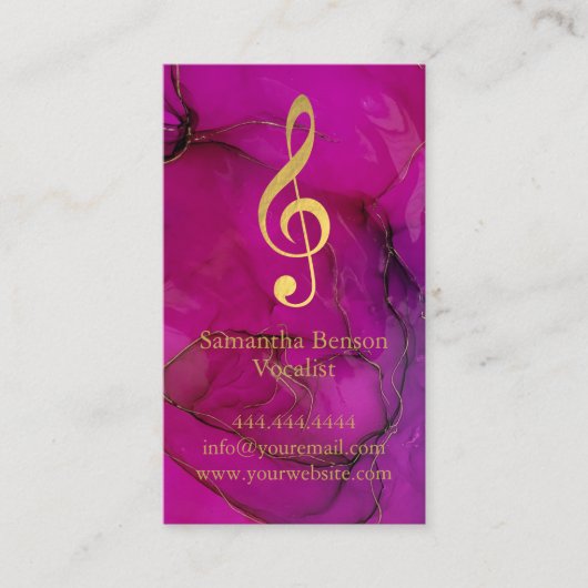 Carte De Visite Vocalist Singer Musical Clef Logo Rose Gold Music (Devant)