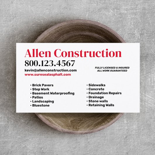 Carte De Visite Voie pavée en brique et Patios