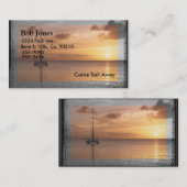 Carte De Visite Voile Sur Un Océan Lumineux (Devant / Derrière)