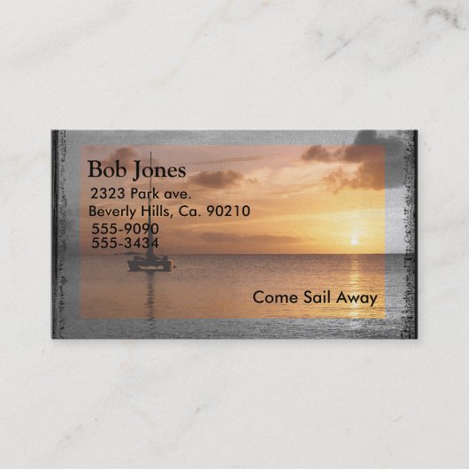 Carte De Visite Voile Sur Un Océan Lumineux (Devant)