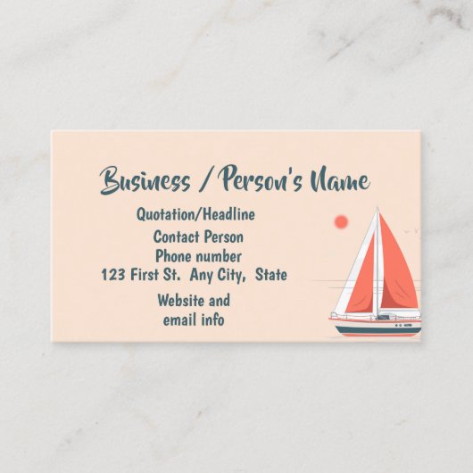 Carte De Visite Voile Voilier Classes École de Voilier Commerce Pe (Devant)