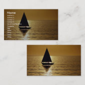 Carte De Visite Voilier au coucher du soleil, sloop (Devant / Derrière)