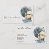 Carte De Visite Voilier nautique et Pleine lune (Devant / Derrière)