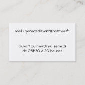 CARTE DE VISITE VOITURE (Dos)