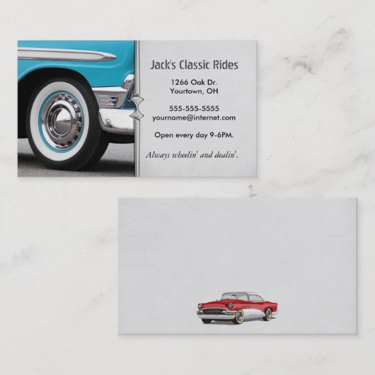 Carte De Visite Voiture classique ancienne (Devant / Derrière)