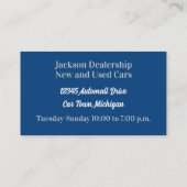 Carte De Visite Voiture classique Deep Blue Automotive Business (Dos)