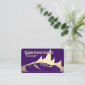 Carte De Visite Voiture de luxe moderne violet & or gravé style (Debout devant)