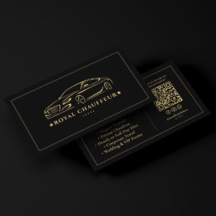Carte De Visite Voiture de luxe noire avec chauffeur privé de dire