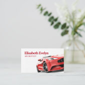 Carte De Visite Voiture de luxe rouge isolée en blanc (Debout devant)