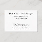 Carte De Visite Voiture de sport exotique de concessionnaire (Dos)