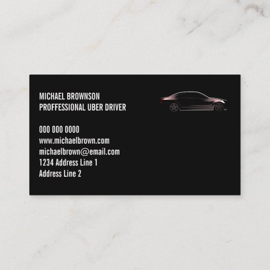 Carte De Visite Voiture Lux de pilote mobile (Dos)