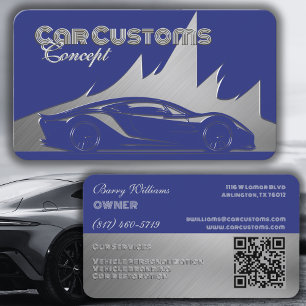 Carte De Visite Voiture moderne luxueuse cobalt argent de style gr