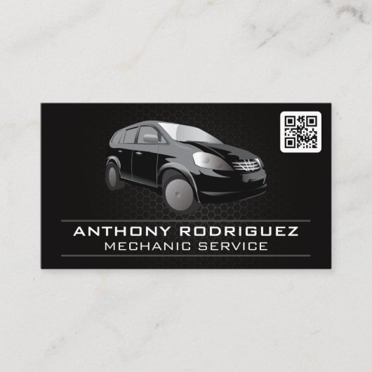Carte De Visite Voiture noire | Code QR | Services automatiques |  (Devant)