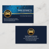 Carte De Visite Voiture professionnelle Blue Water Drop Gold (Devant / Derrière)